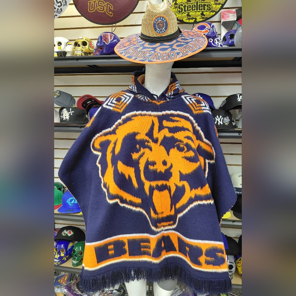 Chicago Bears Navy and Orange Poncho